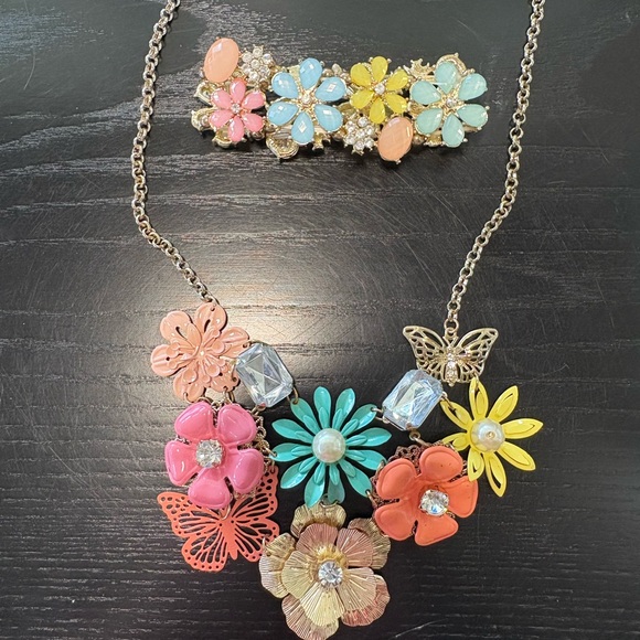 Jewelry - Pink and Blue Necklace and Bracelet, Elegant Jewelry